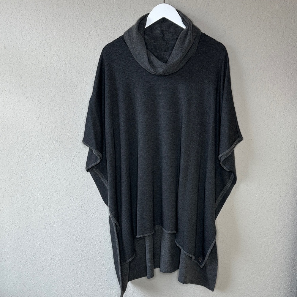 Natori‎ Women's Super Soft Fleece Lined Cowl Neck Poncho Size L Grey Sweatshirt